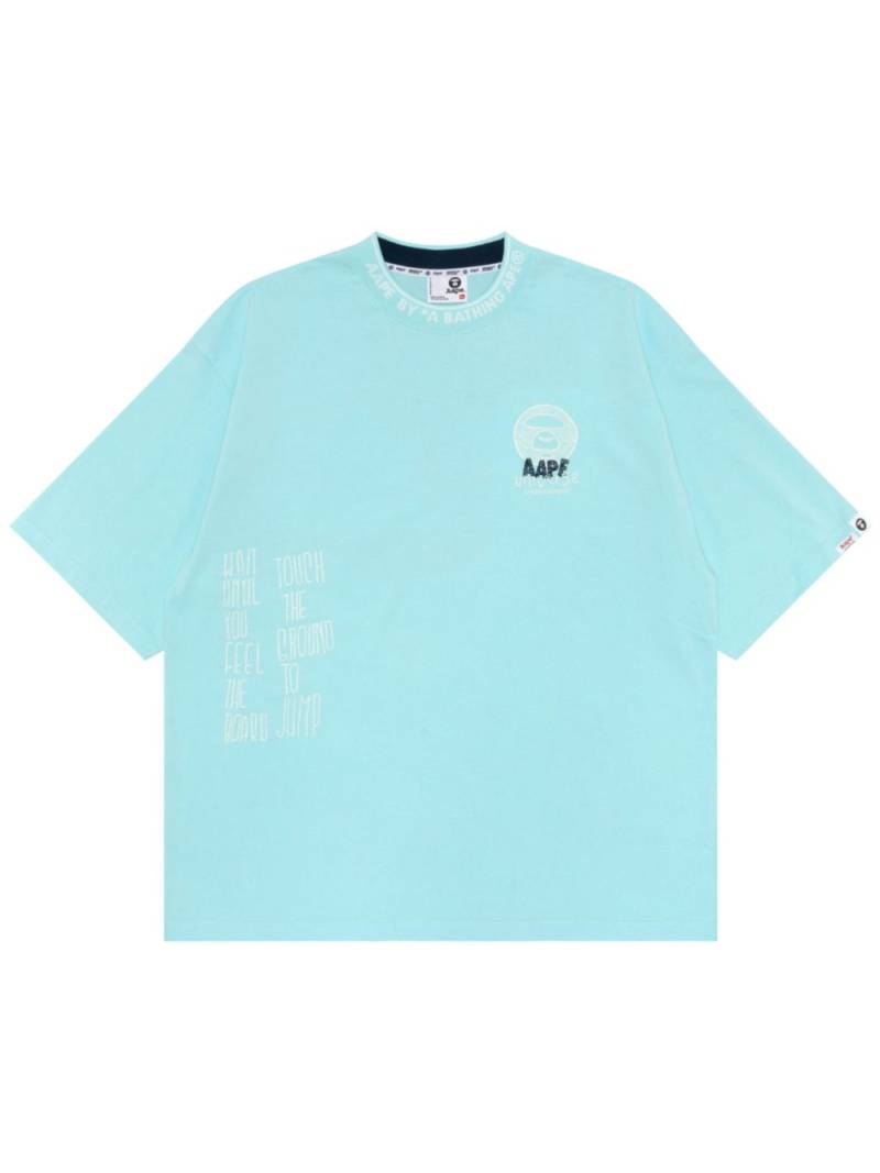 AAPE BY *A BATHING APE® logo-embroidered cotton T-shirt - Blue von AAPE BY *A BATHING APE®