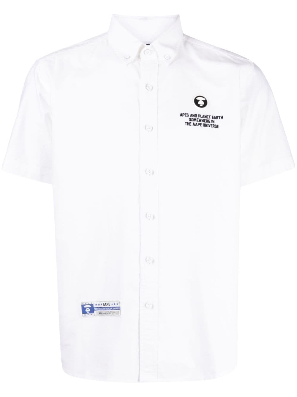 AAPE BY *A BATHING APE® logo-embroidered cotton shirt - White von AAPE BY *A BATHING APE®