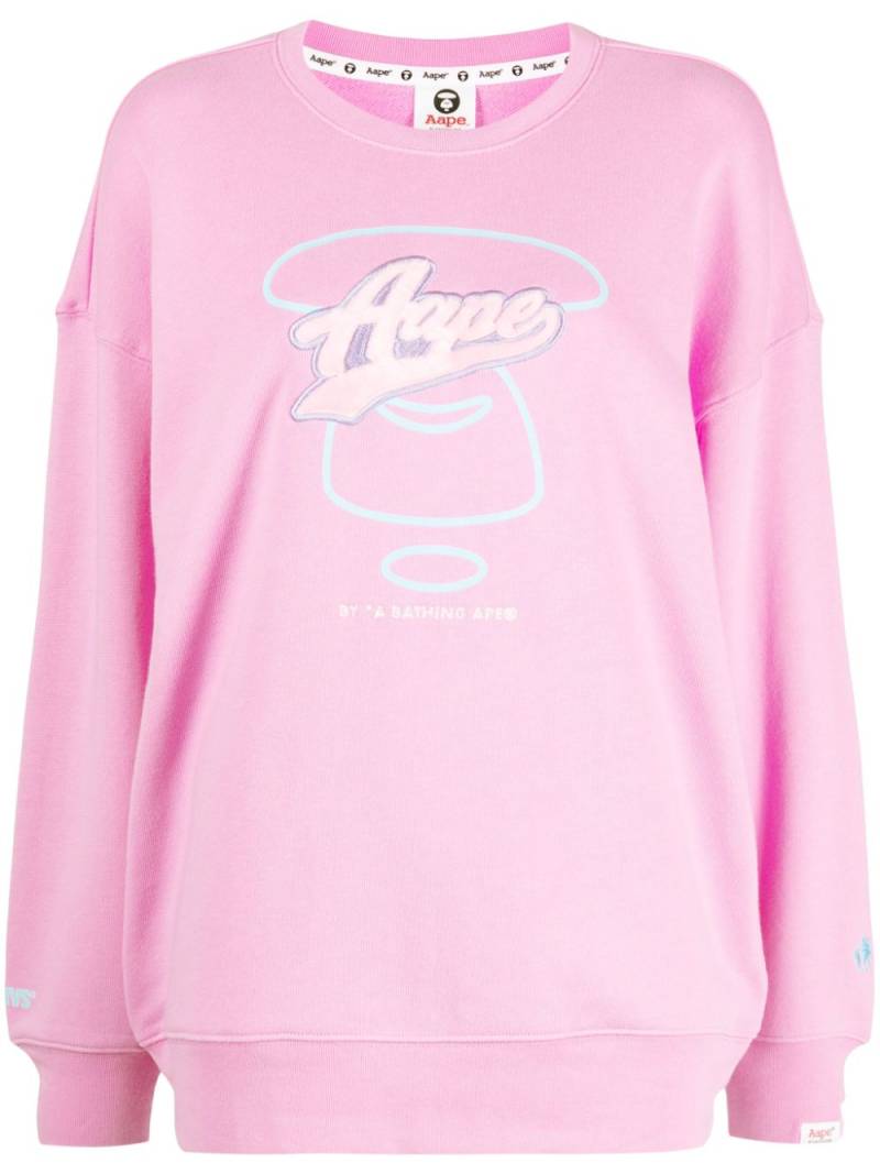 AAPE BY *A BATHING APE® logo-embroidered cotton sweatshirt - Pink von AAPE BY *A BATHING APE®