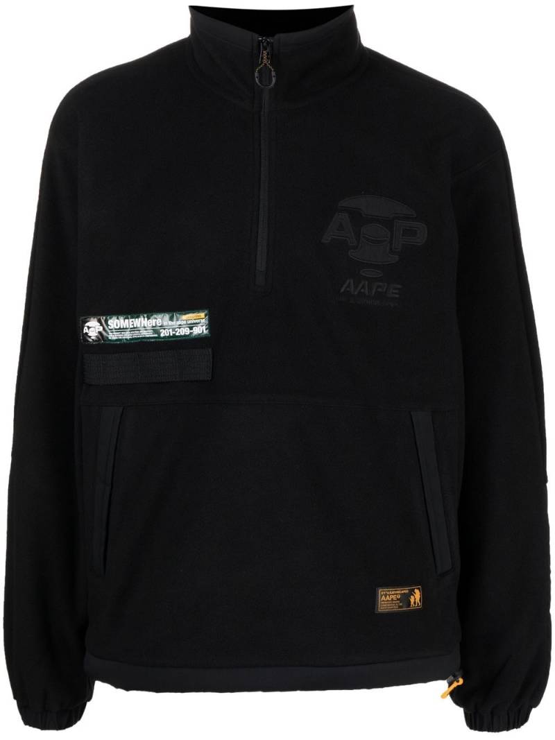 AAPE BY *A BATHING APE® logo-embroidered half-zip sweatshirt - Black von AAPE BY *A BATHING APE®