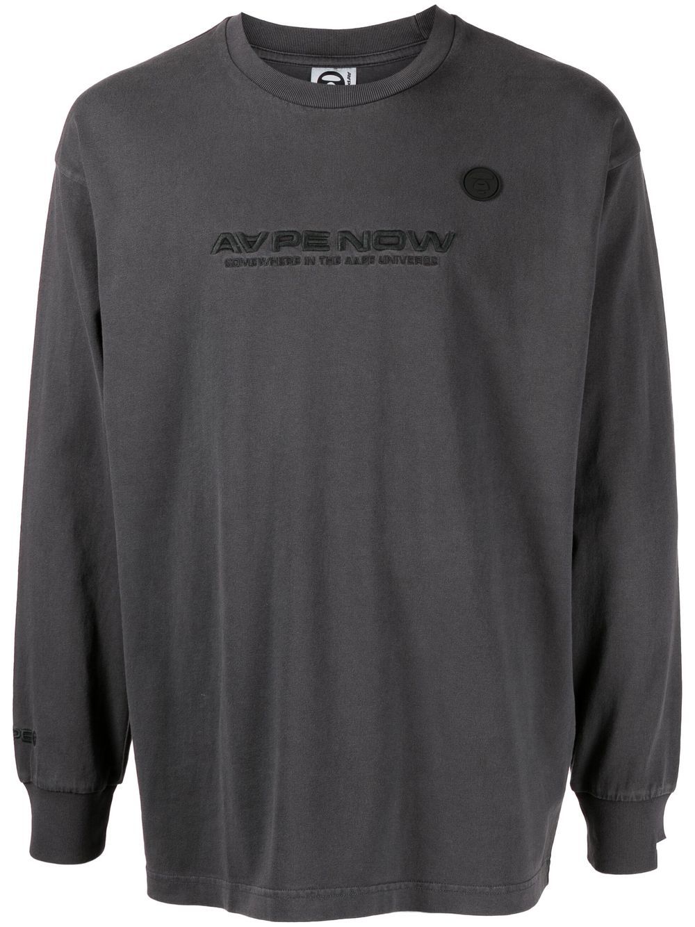 AAPE BY *A BATHING APE® logo-embroidered long-sleeved T-shirt - Grey von AAPE BY *A BATHING APE®