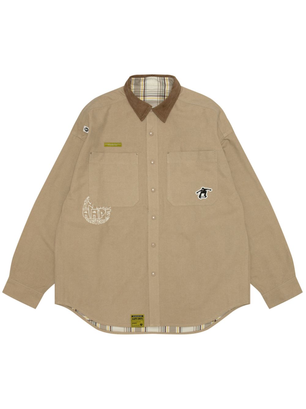 AAPE BY *A BATHING APE® logo-embroidered shirt - Neutrals von AAPE BY *A BATHING APE®