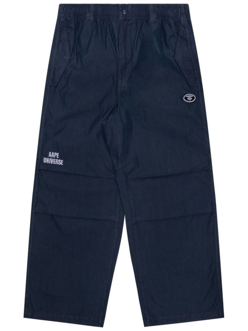 AAPE BY *A BATHING APE® logo-embroidered straight-leg cargo trousers - Blue von AAPE BY *A BATHING APE®