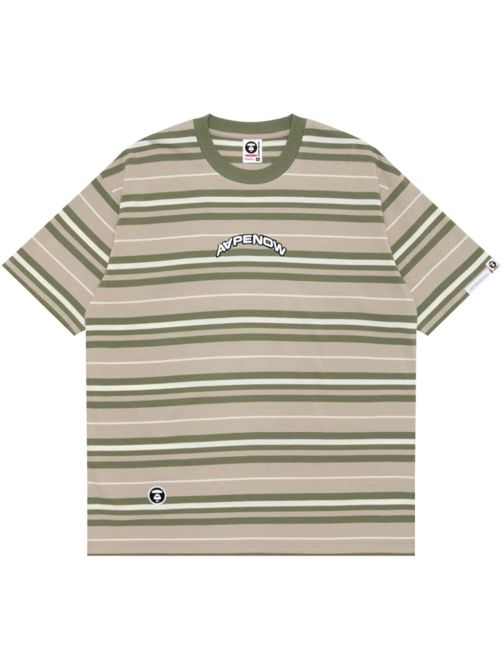 AAPE BY *A BATHING APE® logo-embroidered striped cotton T-shirt - Green von AAPE BY *A BATHING APE®