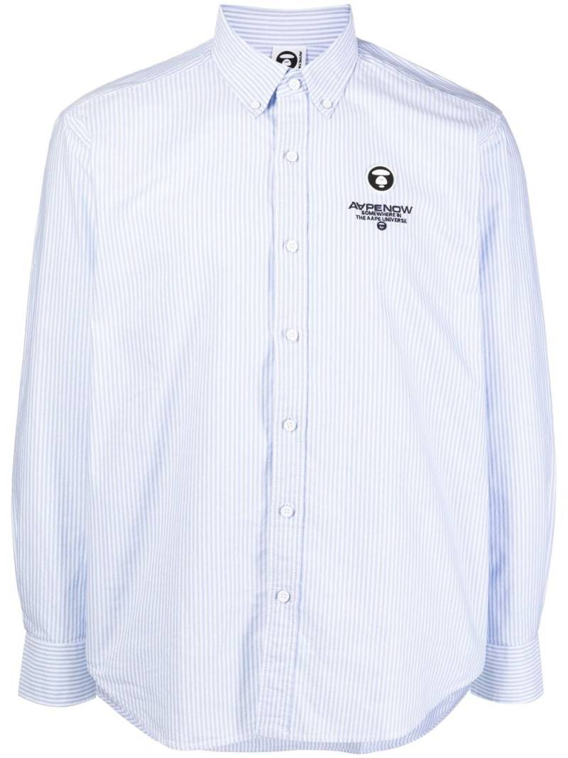 AAPE BY *A BATHING APE® logo-embroidered striped shirt - Blue von AAPE BY *A BATHING APE®