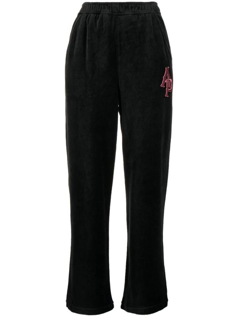 AAPE BY *A BATHING APE® logo embroidered velvet track pants - Black von AAPE BY *A BATHING APE®