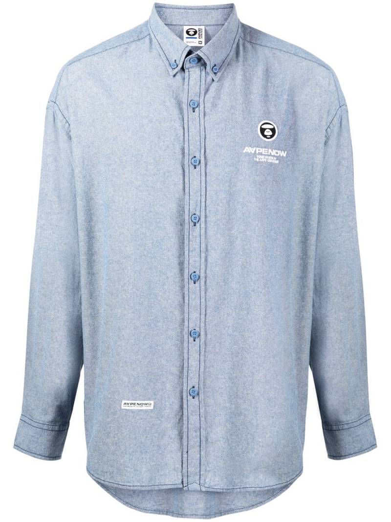 AAPE BY *A BATHING APE® logo-embroidery cotton shirt - Blue von AAPE BY *A BATHING APE®