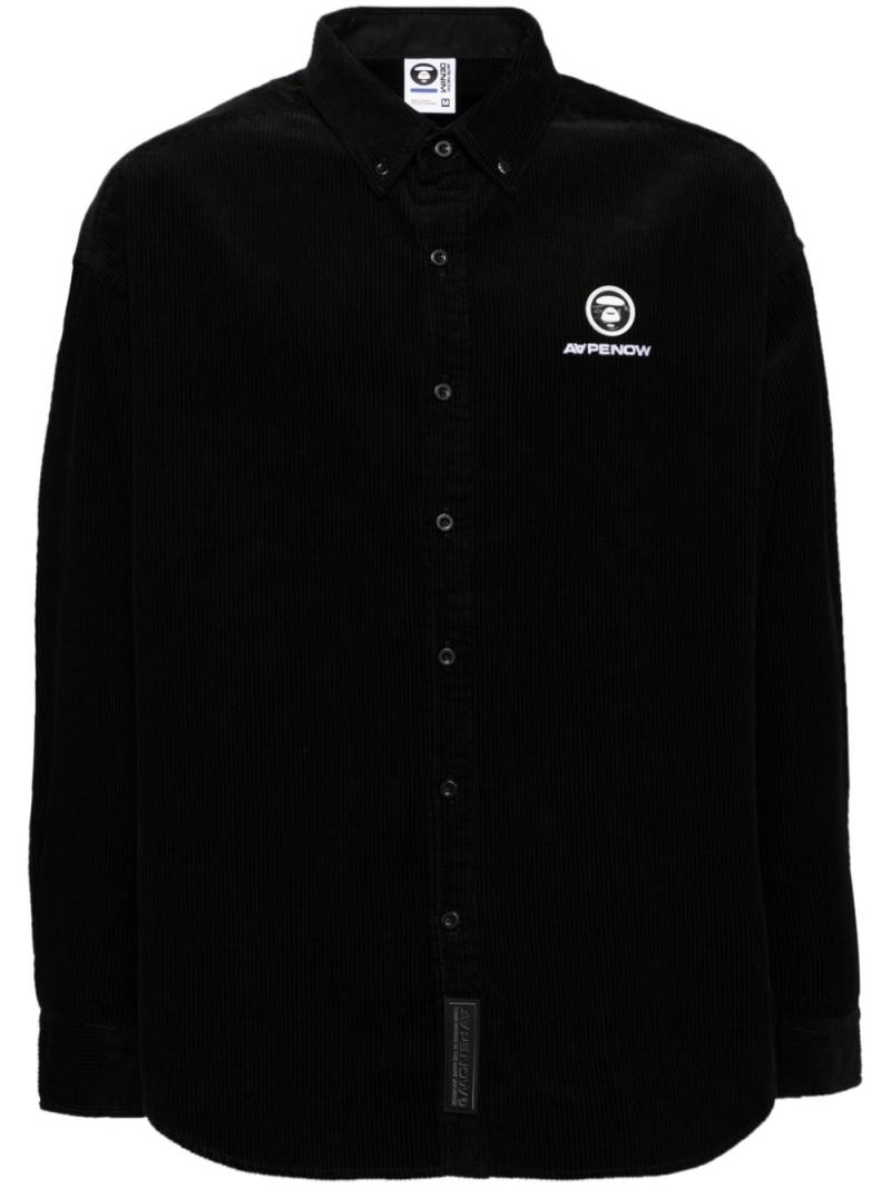 AAPE BY *A BATHING APE® logo-patch corduroy shirt - Black von AAPE BY *A BATHING APE®