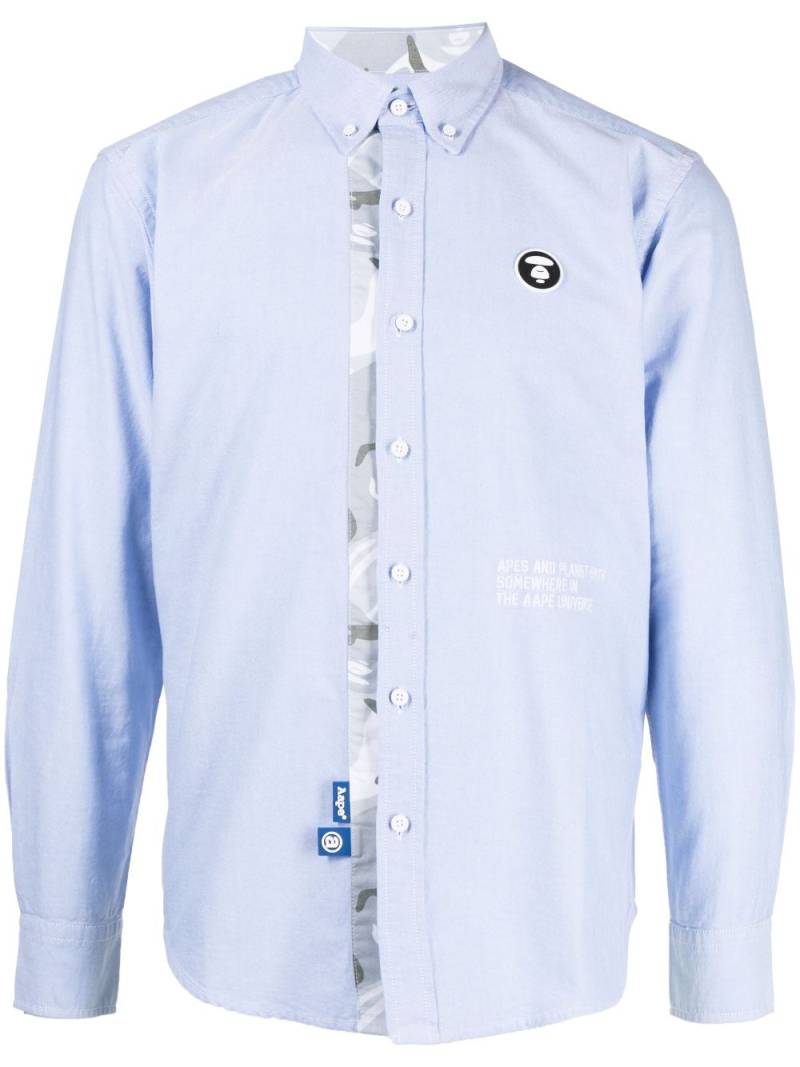 AAPE BY *A BATHING APE® logo-patch cotton shirt - Blue von AAPE BY *A BATHING APE®