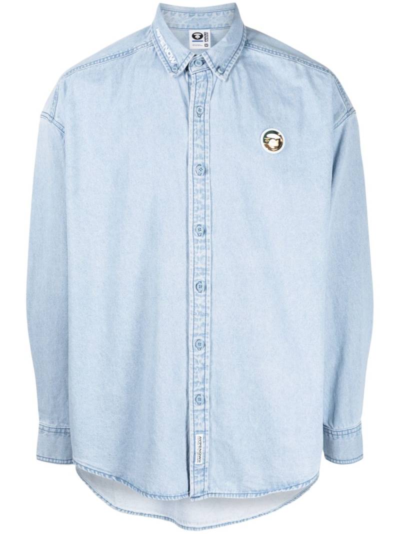 AAPE BY *A BATHING APE® logo-patch cotton shirt - Blue von AAPE BY *A BATHING APE®