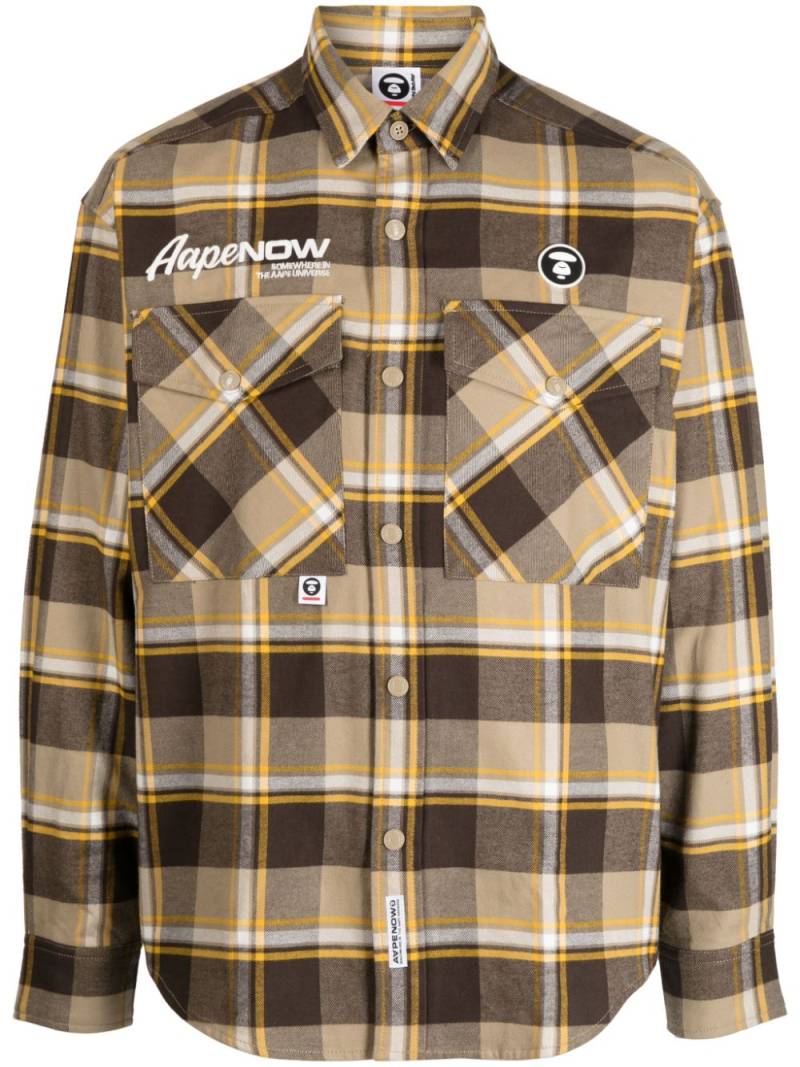 AAPE BY *A BATHING APE® logo-patch cotton shirt - Brown von AAPE BY *A BATHING APE®