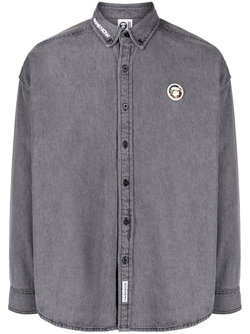 AAPE BY *A BATHING APE® logo-patch cotton shirt - Grey von AAPE BY *A BATHING APE®