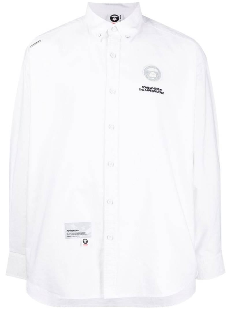 AAPE BY *A BATHING APE® logo-patch cotton shirt - White von AAPE BY *A BATHING APE®