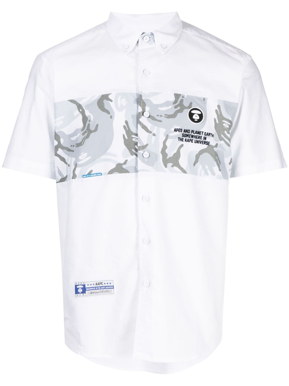 AAPE BY *A BATHING APE® logo-patch cotton shirt - White von AAPE BY *A BATHING APE®