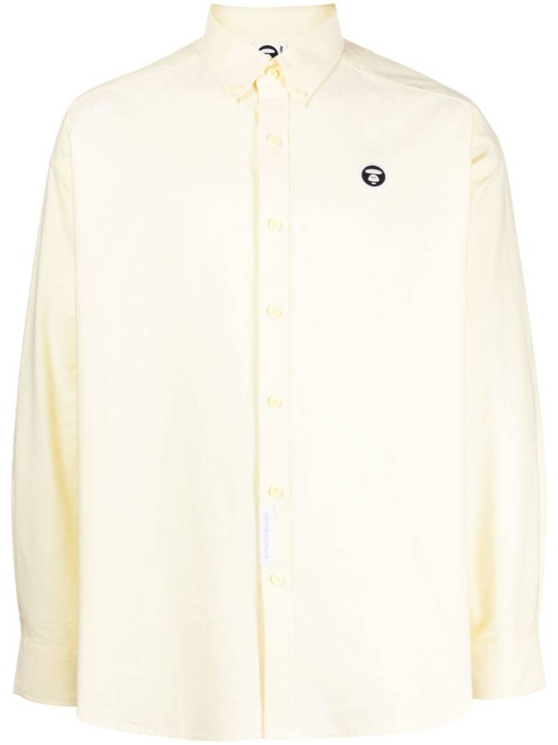 AAPE BY *A BATHING APE® logo-patch cotton shirt - Yellow von AAPE BY *A BATHING APE®