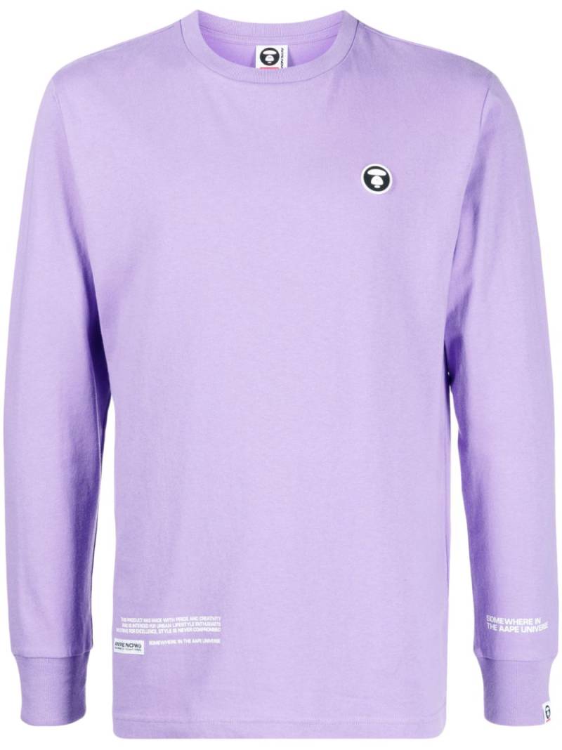 AAPE BY *A BATHING APE® logo-patch cotton sweatshirt - Purple von AAPE BY *A BATHING APE®