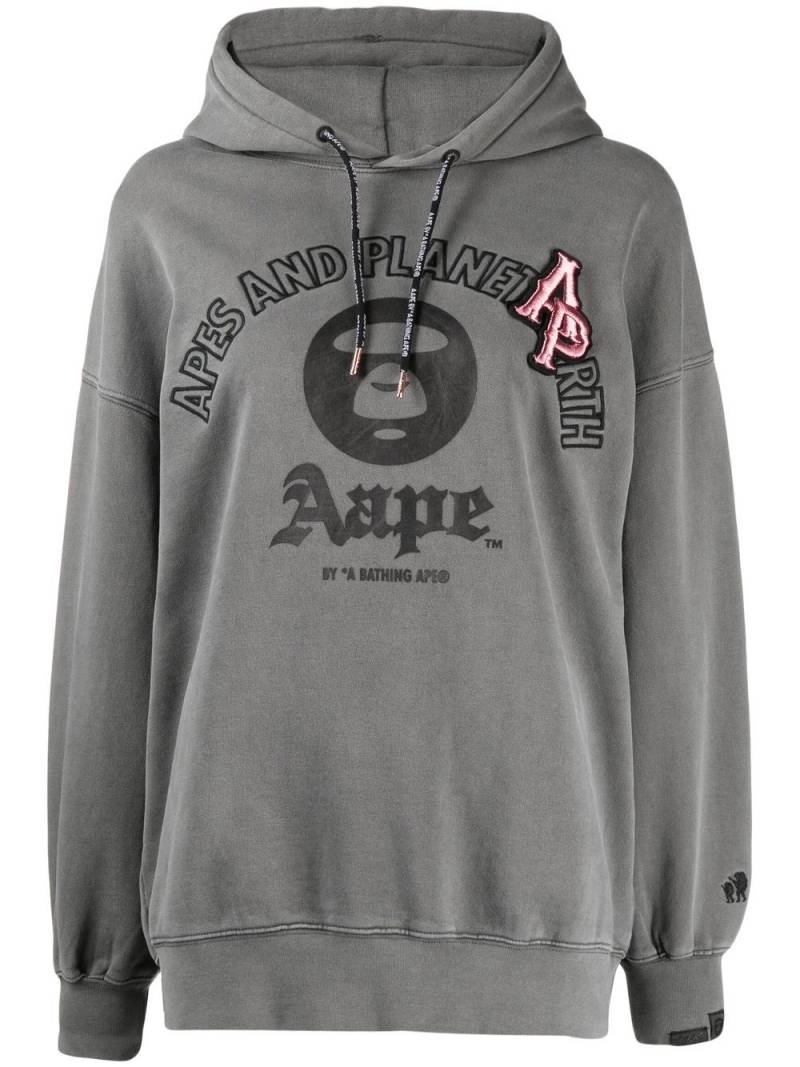 AAPE BY *A BATHING APE® logo-patch graphic hoodie - Grey von AAPE BY *A BATHING APE®