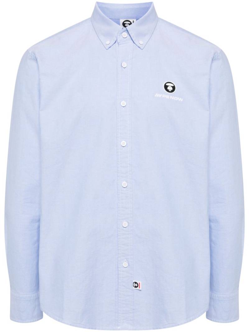 AAPE BY *A BATHING APE® logo-patch long-sleeved shirt - Blue von AAPE BY *A BATHING APE®