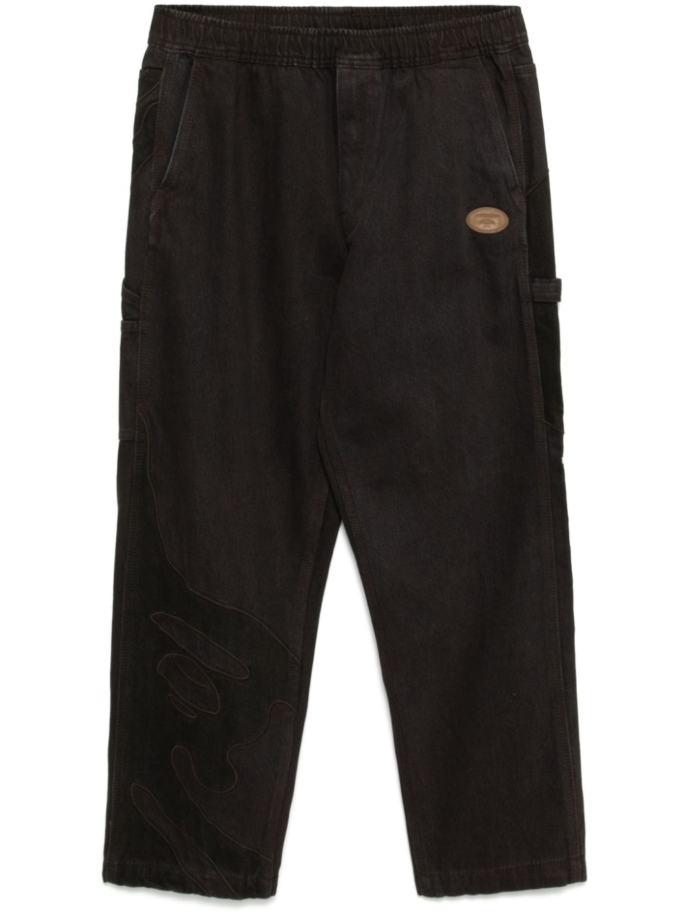 AAPE BY *A BATHING APE® logo patch straight-leg trousers - Black von AAPE BY *A BATHING APE®