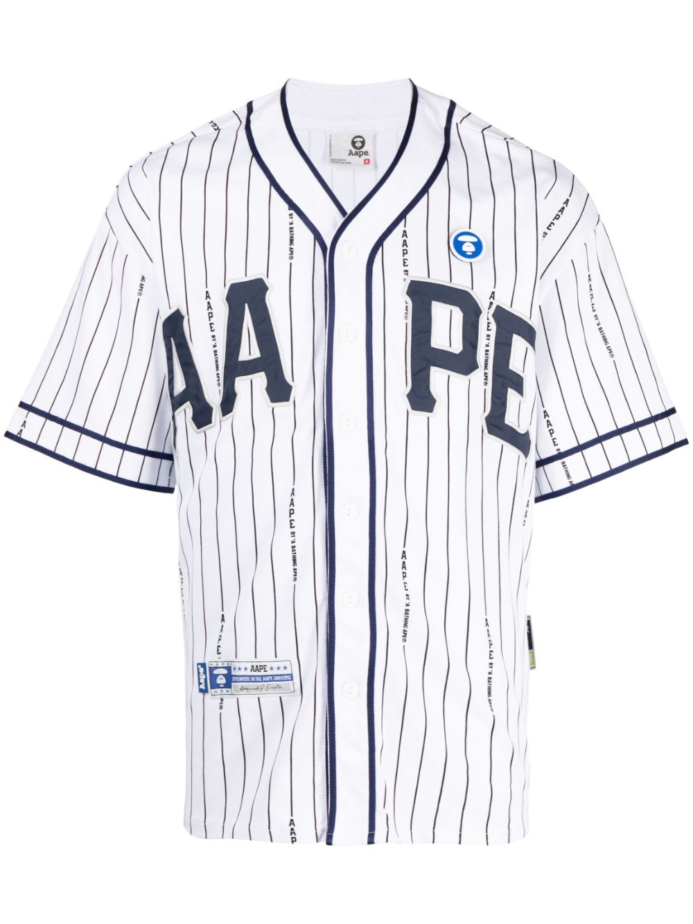 AAPE BY *A BATHING APE® logo-patch striped cotton shirt - White von AAPE BY *A BATHING APE®