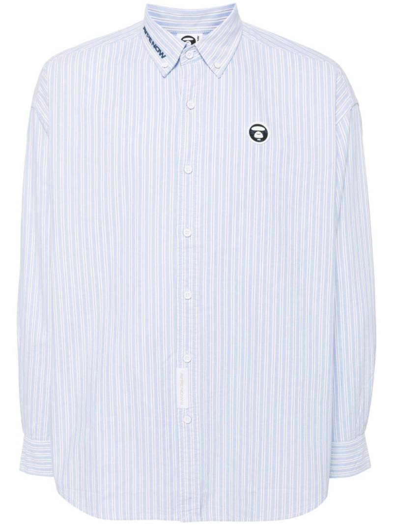 AAPE BY *A BATHING APE® logo-patch striped shirt - Blue von AAPE BY *A BATHING APE®