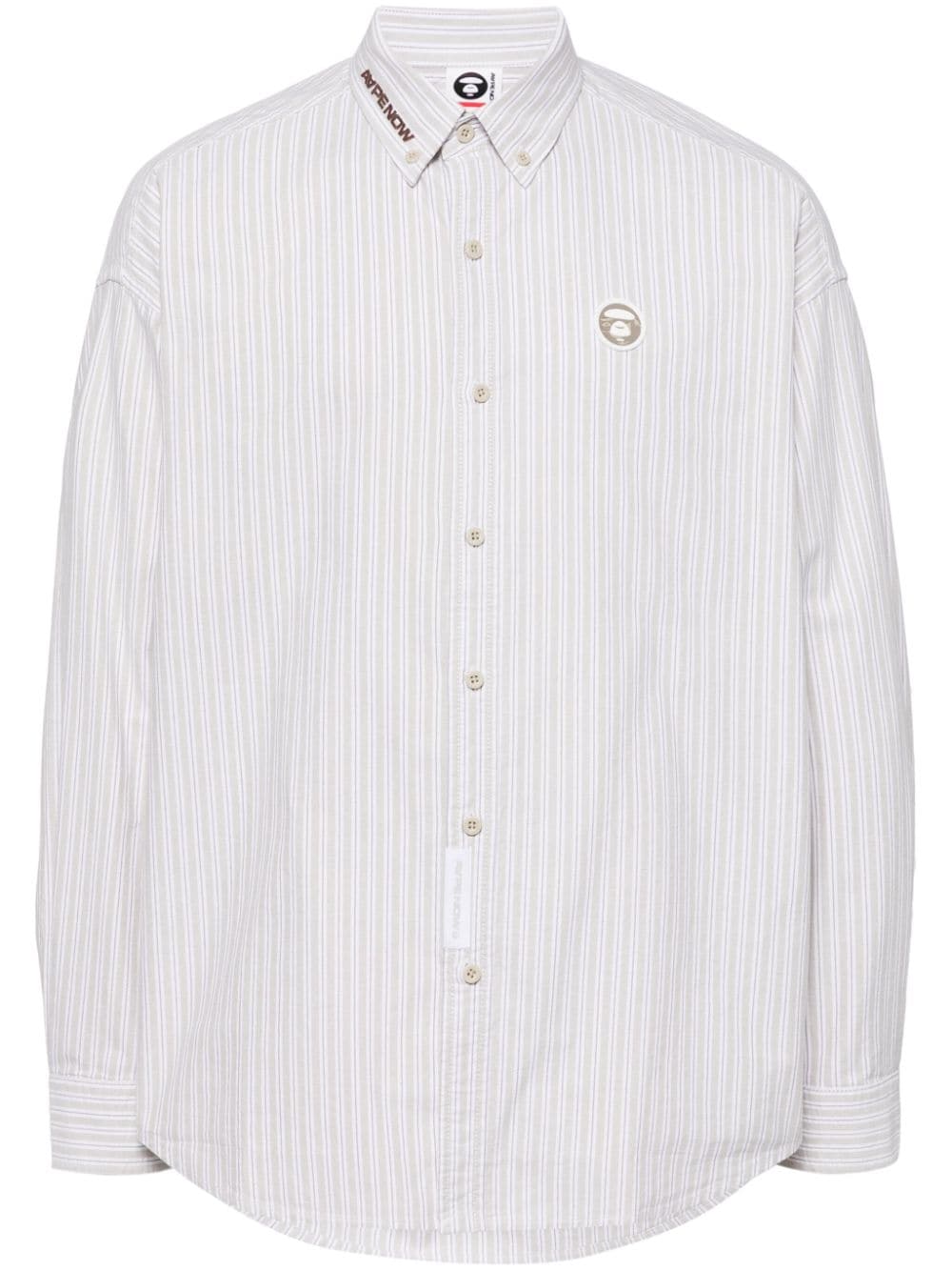 AAPE BY *A BATHING APE® logo-patch striped shirt - Neutrals von AAPE BY *A BATHING APE®