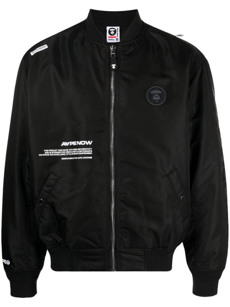 AAPE BY *A BATHING APE® logo-patch zip-up bomber jacket - Black von AAPE BY *A BATHING APE®