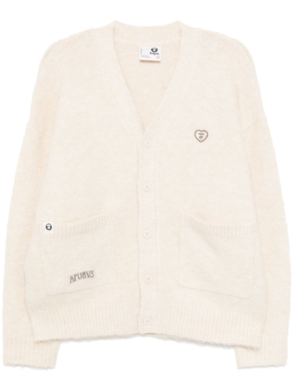 AAPE BY *A BATHING APE® logo patched cardigan - Neutrals von AAPE BY *A BATHING APE®