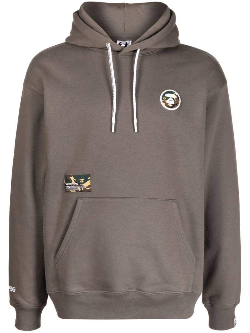 AAPE BY *A BATHING APE® logo-patches cotton-blend hoodie - Grey von AAPE BY *A BATHING APE®