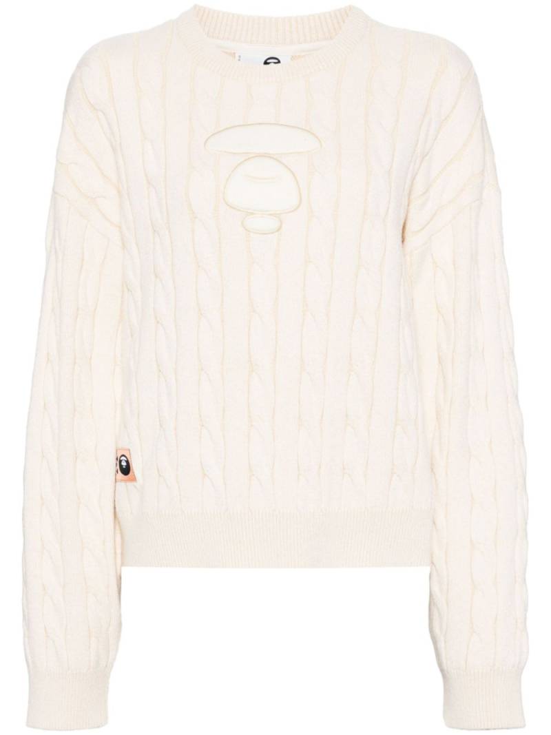 AAPE BY *A BATHING APE® logo-print cable-knitted jumper - Neutrals von AAPE BY *A BATHING APE®