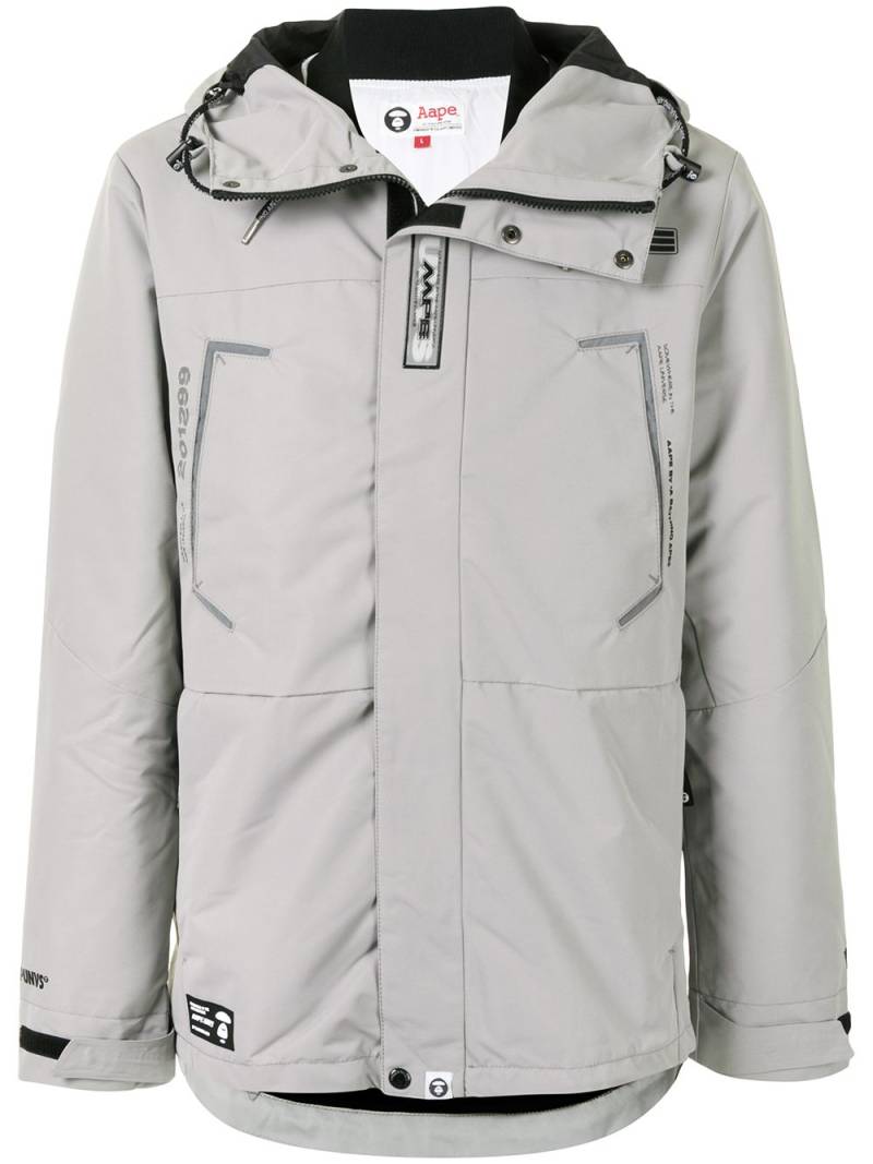 AAPE BY *A BATHING APE® logo print embellished parka coat - Grey von AAPE BY *A BATHING APE®