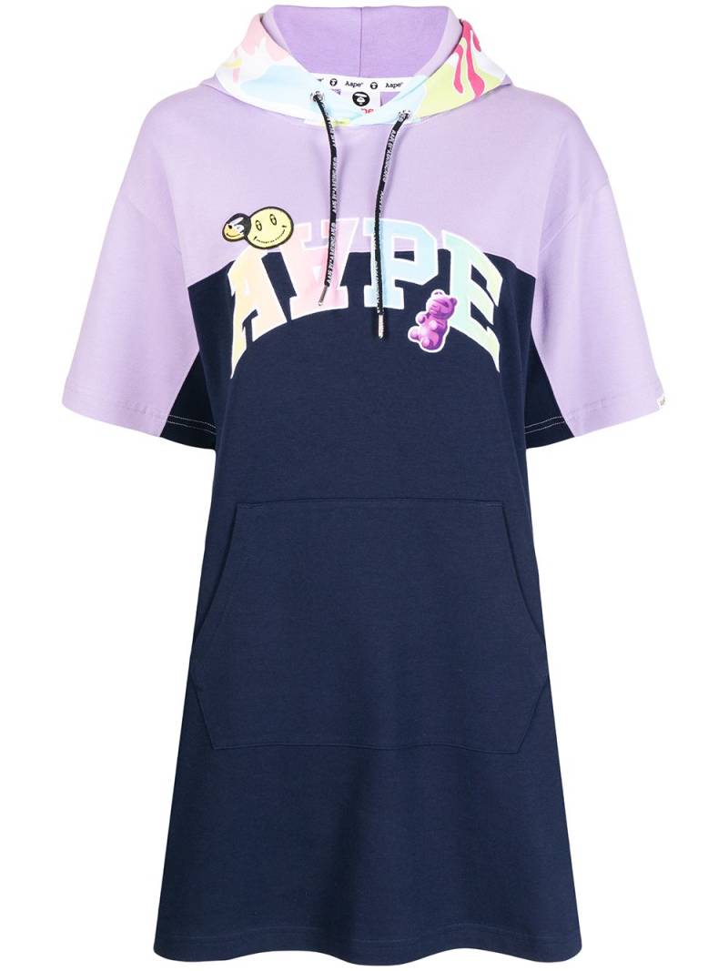 AAPE BY *A BATHING APE® logo-print hooded T-shirt dress - Blue von AAPE BY *A BATHING APE®