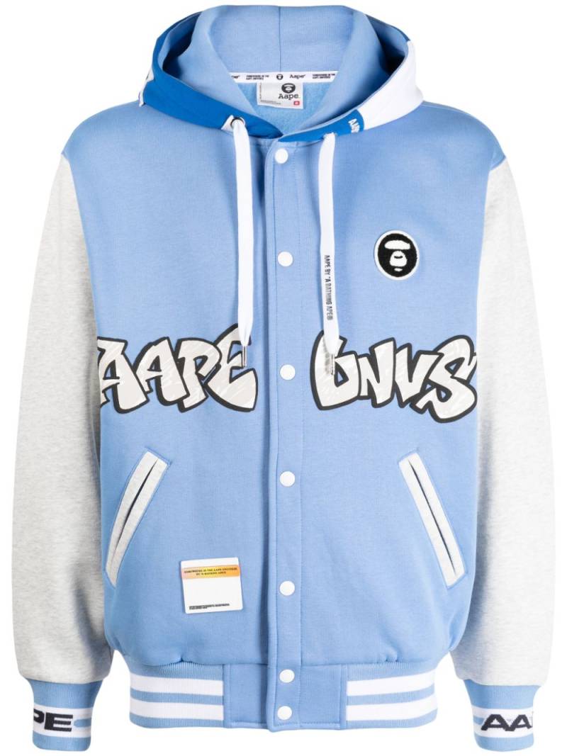 AAPE BY *A BATHING APE® logo-print hooded bomber jacket - Blue von AAPE BY *A BATHING APE®