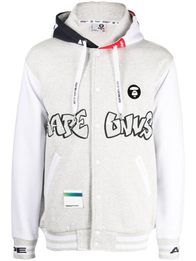 AAPE BY *A BATHING APE® logo-print hooded bomber jacket - Grey von AAPE BY *A BATHING APE®