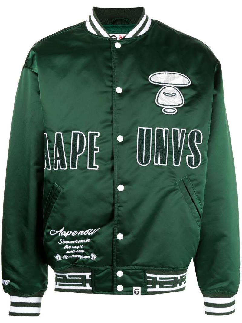 AAPE BY *A BATHING APE® logo-print satin bomber jacket - Green von AAPE BY *A BATHING APE®