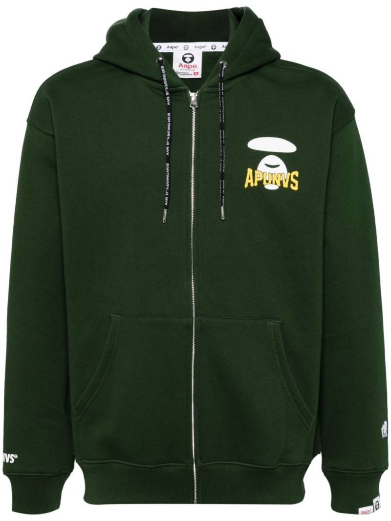 AAPE BY *A BATHING APE® logo-print zip-up hoodie - Green von AAPE BY *A BATHING APE®