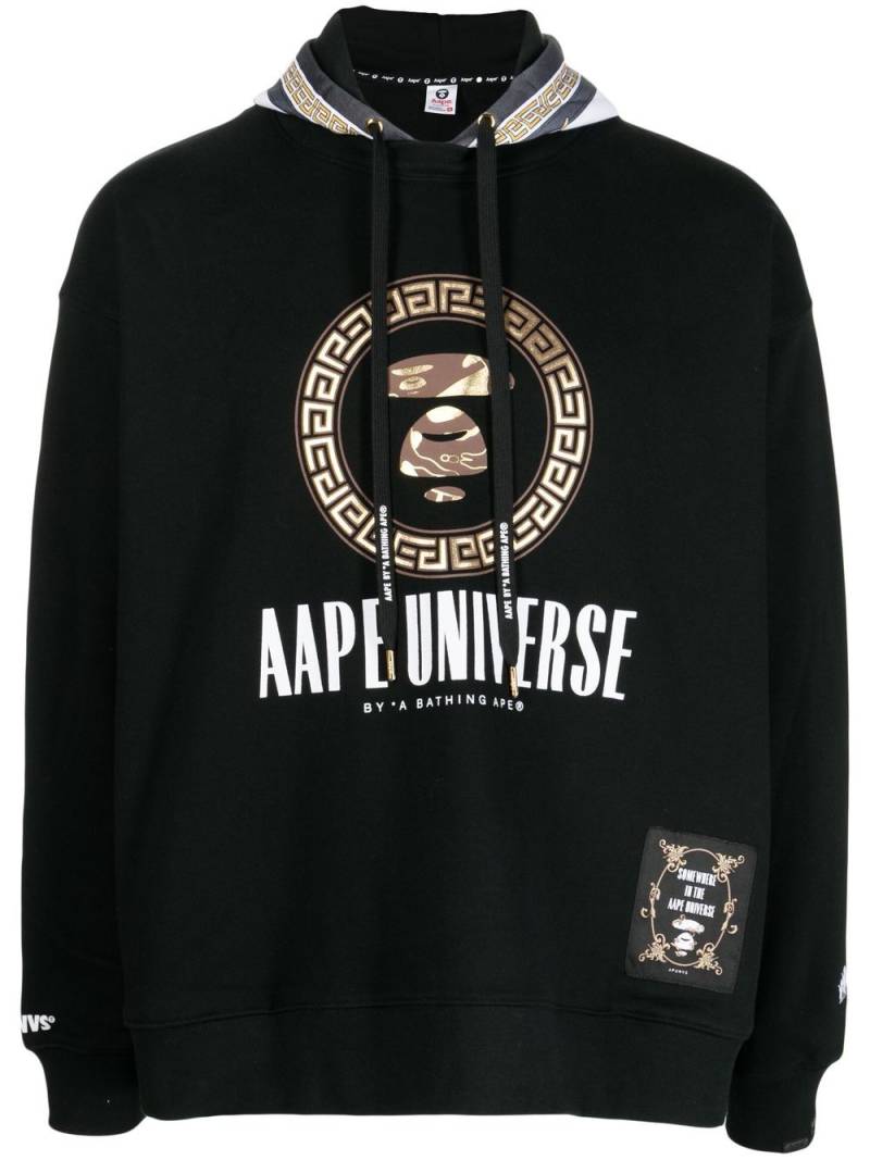 AAPE BY *A BATHING APE® metallic logo-print hoodie - Black von AAPE BY *A BATHING APE®