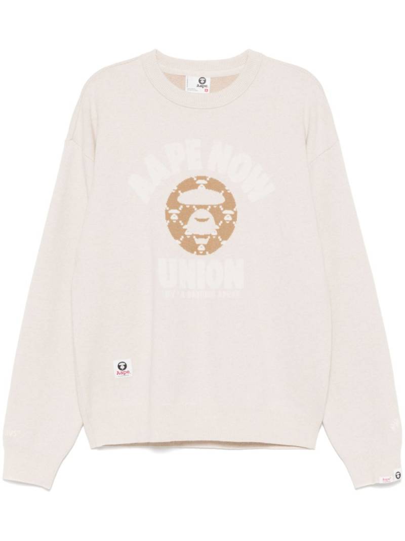 AAPE BY *A BATHING APE® moonface-logo crew-neck jumper - Neutrals von AAPE BY *A BATHING APE®