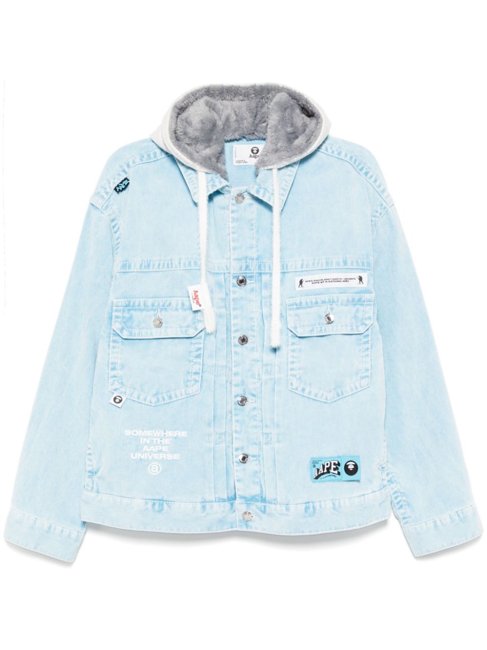 AAPE BY *A BATHING APE® moonface-logo hooded jacket - Blue von AAPE BY *A BATHING APE®