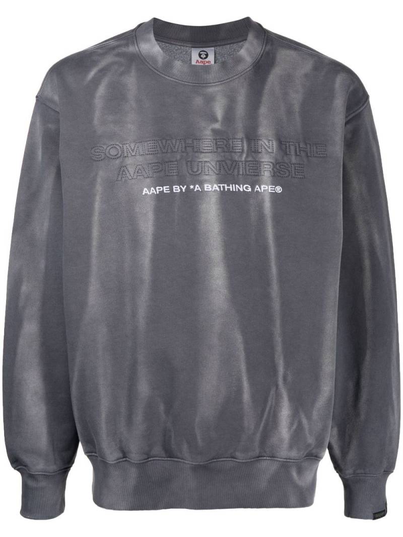 AAPE BY *A BATHING APE® shimmer-finish embroidered-slogan sweatshirt - Grey von AAPE BY *A BATHING APE®