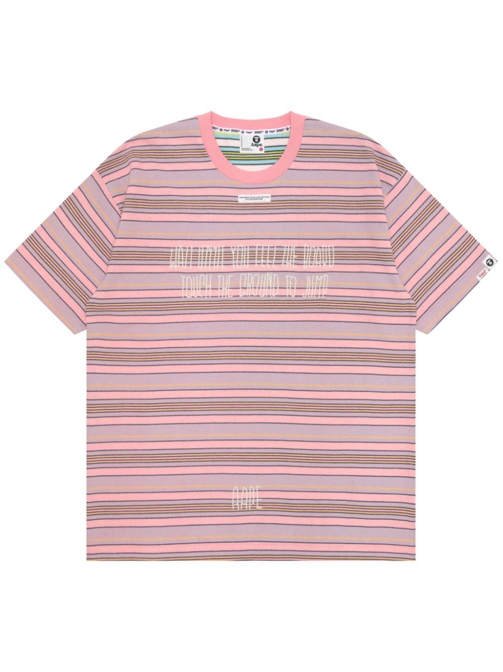 AAPE BY *A BATHING APE® slogan-embroidered striped T-shirt - Pink von AAPE BY *A BATHING APE®