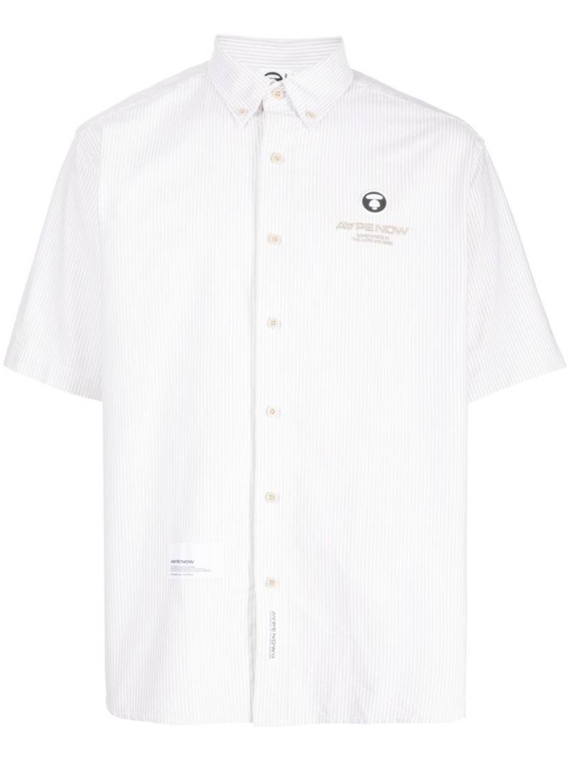 AAPE BY *A BATHING APE® striped logo-patch cotton shirt - Neutrals von AAPE BY *A BATHING APE®