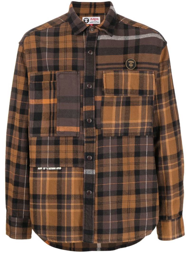 AAPE BY *A BATHING APE® tartan-print cotton shirt - Orange von AAPE BY *A BATHING APE®