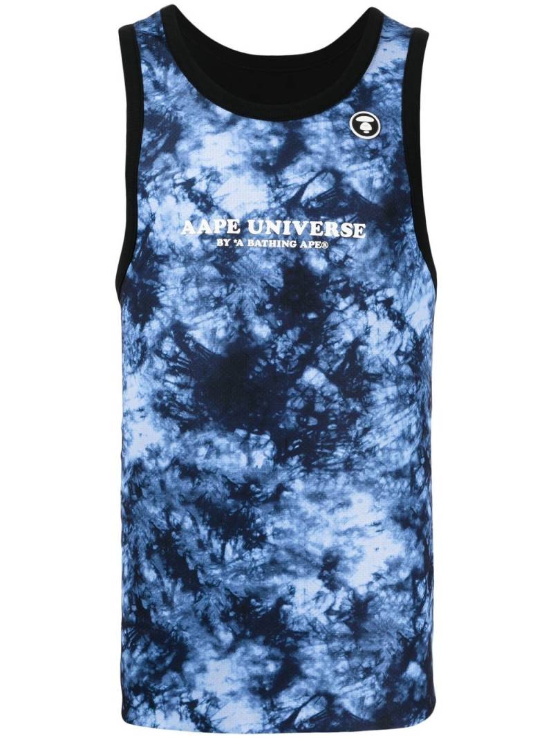 AAPE BY *A BATHING APE® tie-dye branded vest - Blue von AAPE BY *A BATHING APE®