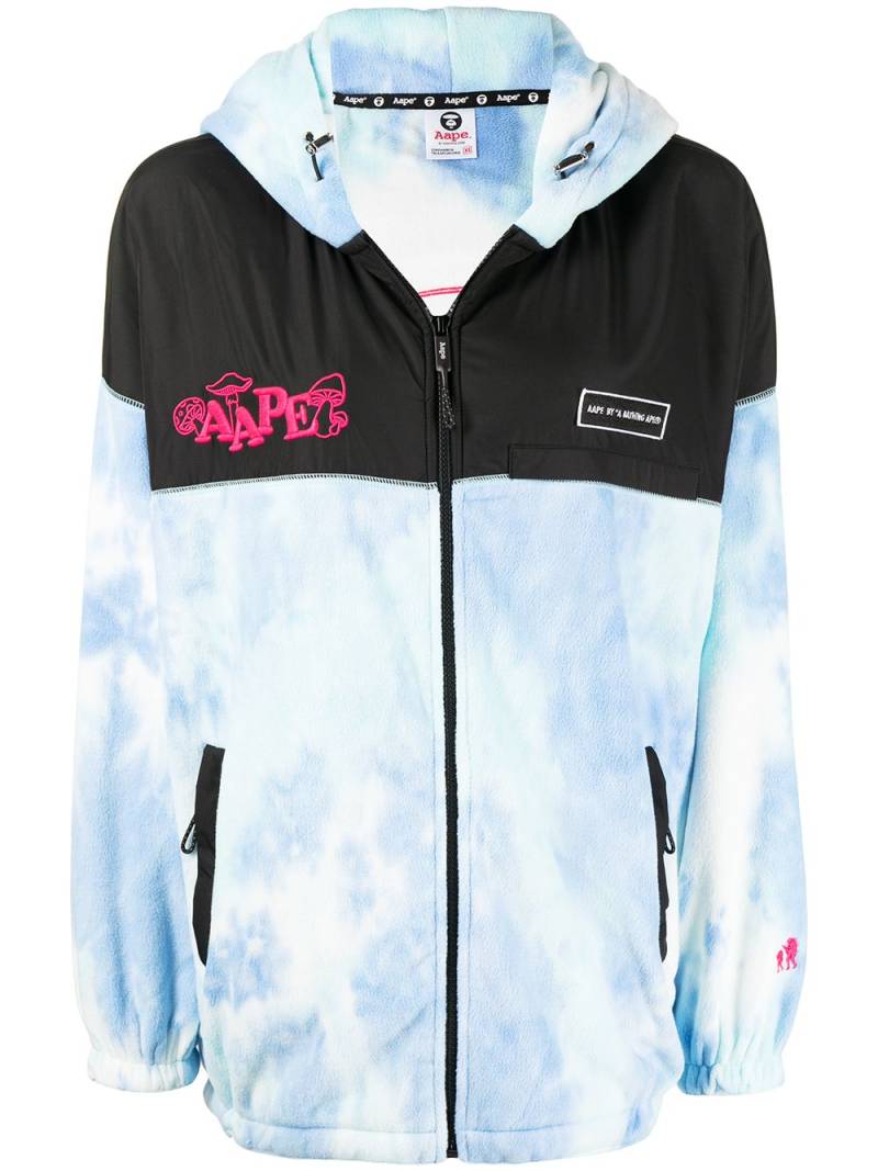 AAPE BY *A BATHING APE® tie-dye hooded fleece jacket - Blue von AAPE BY *A BATHING APE®