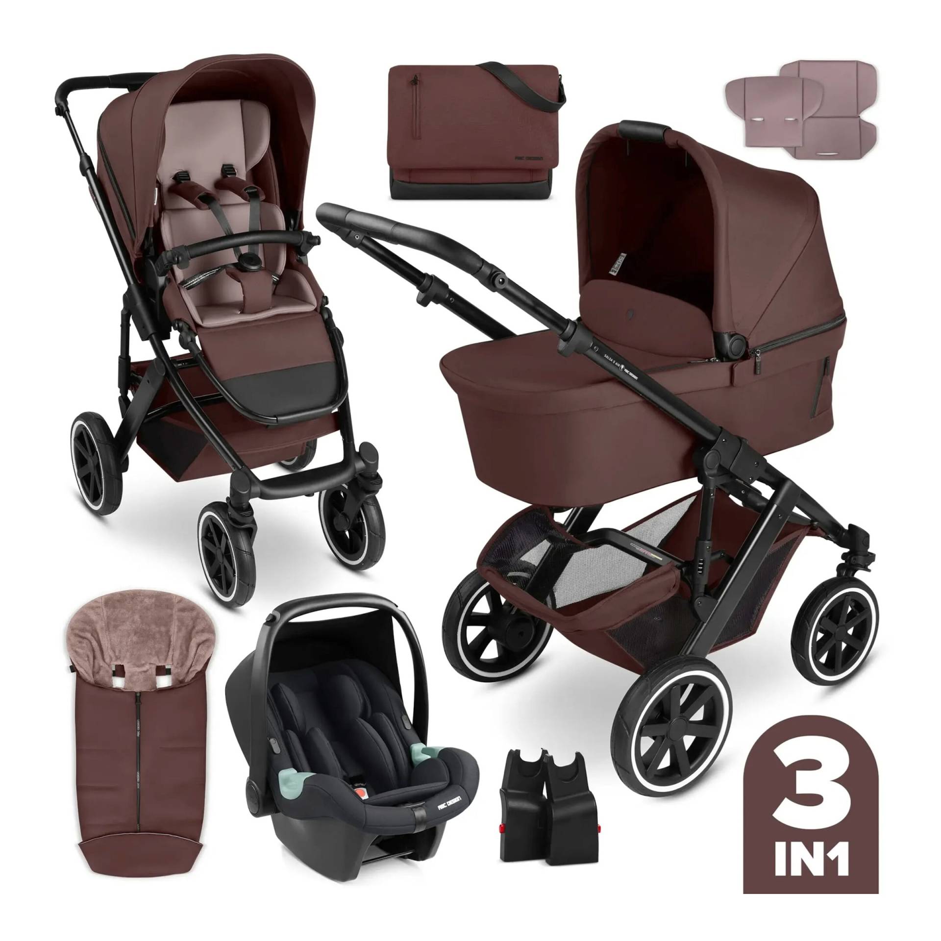 Kombikinderwagen Salsa 5 Air Starter-Set inkl. Babyschale Tulip, Fußsack und Wickeltasche von ABC Design