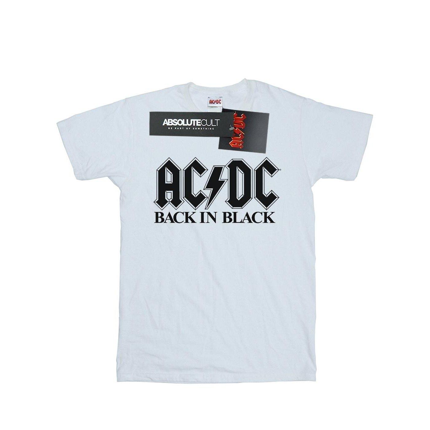 Acdc Back In Black Logo Tshirt Damen Weiss XL von AC/DC