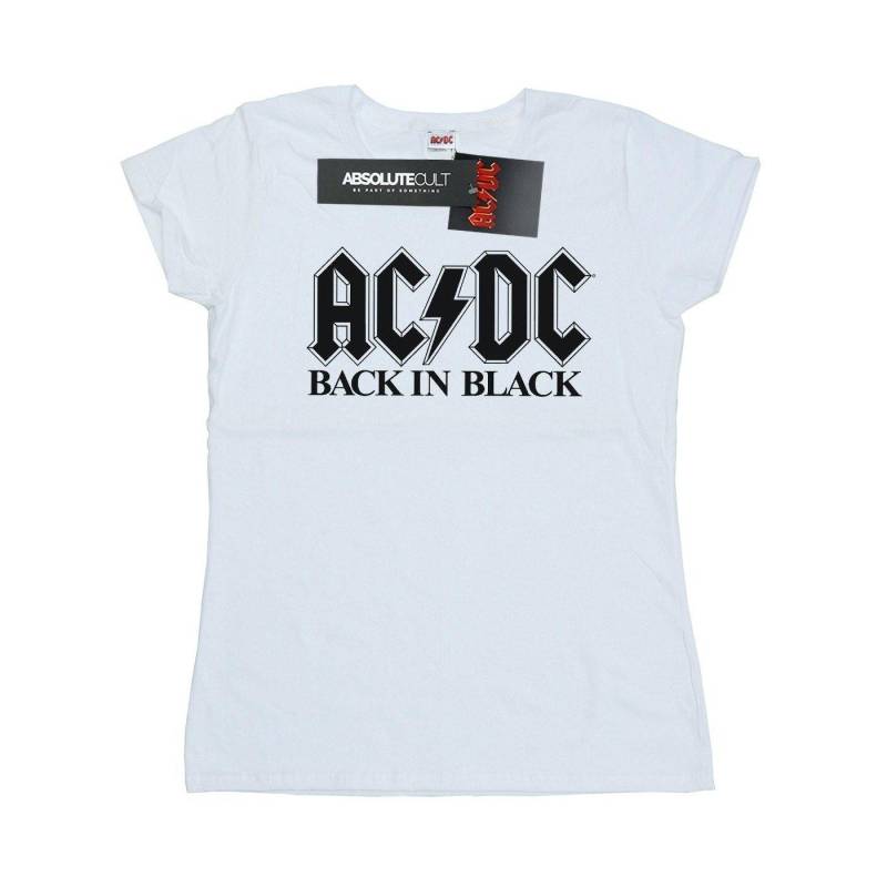 Acdc Back In Black Logo Tshirt Damen Weiss XXL von AC/DC