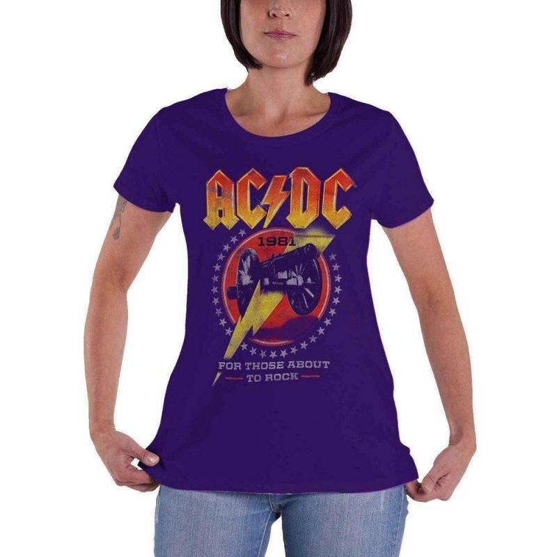 AC/DC - ACDC For Those About To Rock ´81 TShirt, für Damen, Lila, Größe XS von AC/DC