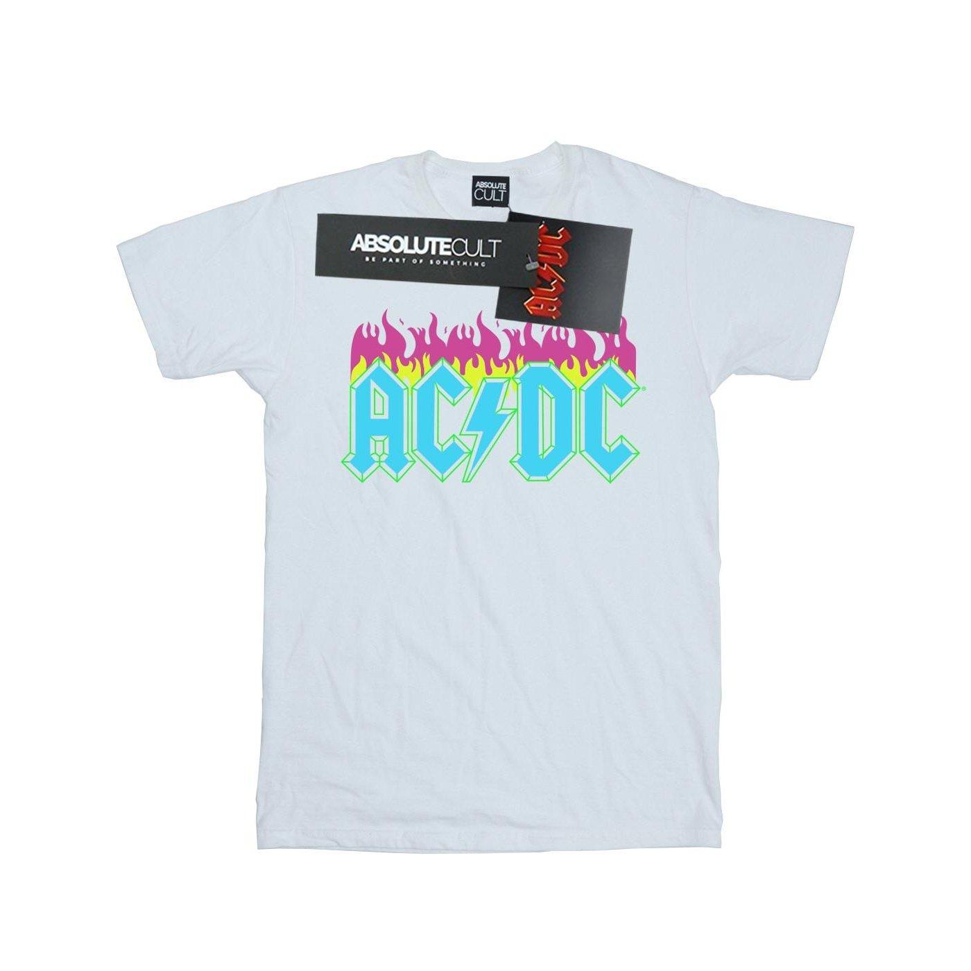 Acdc Neon Flames Tshirt Damen Weiss XL von AC/DC